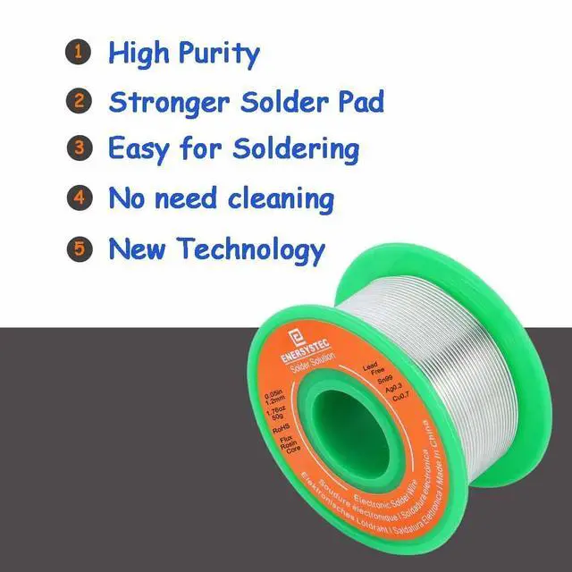 Alt view image 4 of 6 - Lead Free Electronics Soldering Wire 1.2mm 50g, Rosin Flux Core Electrical Solder Wire Sn99 Ag0.3 Cu0.7 Electric Soldering Alloy Solder No Clean 0.05 Electronic Soldering