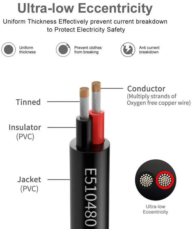 Alt view image 2 of 7 - 22 Gauge 2 Conductor Electrical Wire 25FT, UL 2464 22 AWG 2 Wire Cable Tinned Copper PVC Stranded 22/2 Core Wire for LED Strips Lighting, Outdoor Low Voltage Extension Cable, Automotive etc.