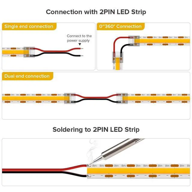 Alt view image 2 of 7 - 22Gauge 2 Pin Single Color Flexible Extension Electrical Wire 32.8FT/10m Low Voltage 2 Conductor Led Strip Cable Connector for Single Color, Lighting, Automotive, Electronic