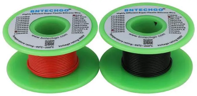 Main image of 28 Gauge Silicone Wire Spool red 50ft and Black 50ft Flexible 28 AWG Stranded Tinned Copper Wire