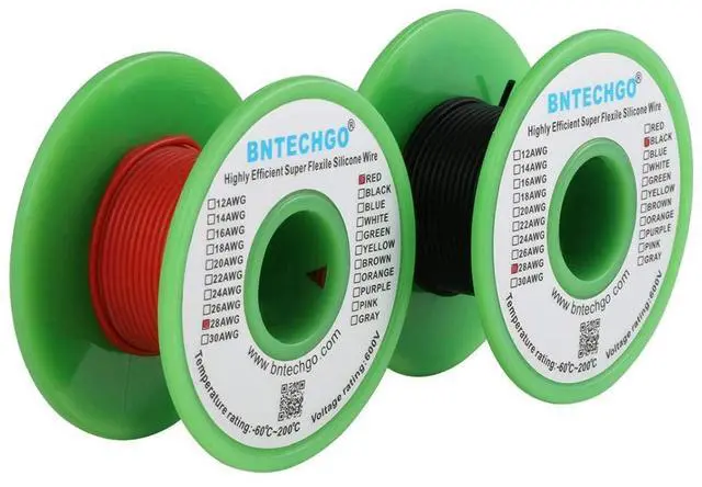 Alt view image 2 of 7 - 28 Gauge Silicone Wire Spool red 50ft and Black 50ft Flexible 28 AWG Stranded Tinned Copper Wire