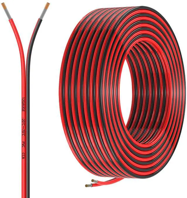Main image of 12 Gauge 2 Conductors 30FT Electrical Wire, Red Black Cable, Flexible Low Voltage PVC Copper Clad Aluminum Extension Cord for Car Speaker Wire, LED Wire,Lamps Lighting,Residential Wiring 12V/24V DC.