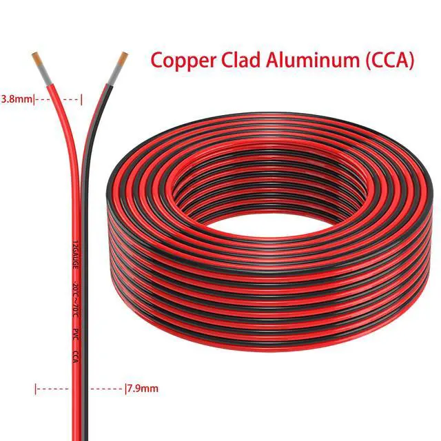 Alt view image 2 of 7 - 12 Gauge 2 Conductors 30FT Electrical Wire, Red Black Cable, Flexible Low Voltage PVC Copper Clad Aluminum Extension Cord for Car Speaker Wire, LED Wire,Lamps Lighting,Residential Wiring 12V/24V DC.