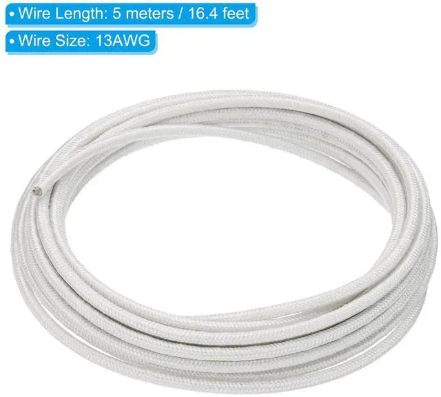 Alt view image 2 of 7 - 16.4Ft 13AWG High Temperature Wire, Nickel Plated Copper Wire Mica Glass Fiber High Electronic Wire Insulated Heat Resistant Electronical Flexible Cable, White
