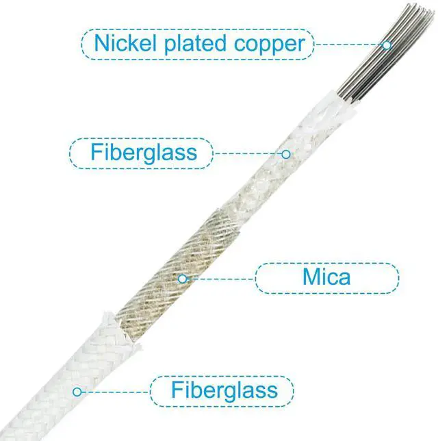 Alt view image 3 of 7 - 16.4Ft 13AWG High Temperature Wire, Nickel Plated Copper Wire Mica Glass Fiber High Electronic Wire Insulated Heat Resistant Electronical Flexible Cable, White