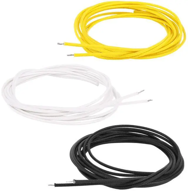 Main image of 30ft Cloth-Covered Pushback Guitar Wire Set, 3pcs Vintage Braided Cable for Electric Guitar Upgrades and Repairs (10ft Yellow/White/Black)
