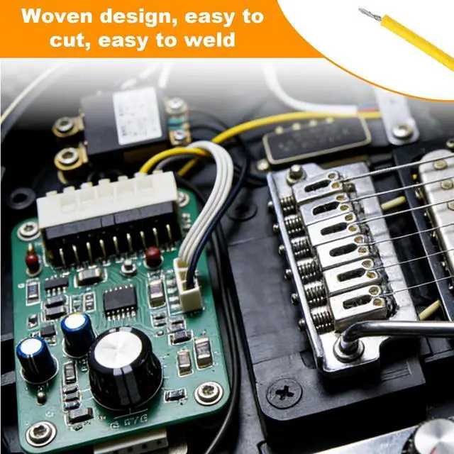 Alt view image 4 of 7 - 30ft Cloth-Covered Pushback Guitar Wire Set, 3pcs Vintage Braided Cable for Electric Guitar Upgrades and Repairs (10ft Yellow/White/Black)