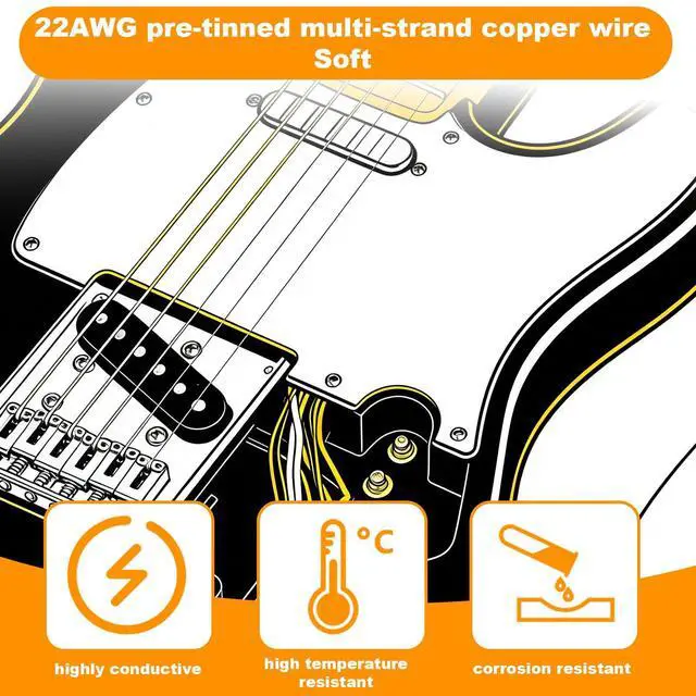 Alt view image 6 of 7 - 30ft Cloth-Covered Pushback Guitar Wire Set, 3pcs Vintage Braided Cable for Electric Guitar Upgrades and Repairs (10ft Yellow/White/Black)