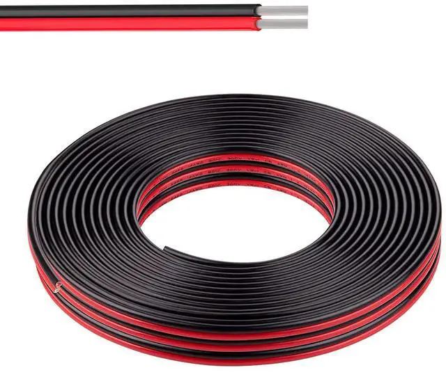Main image of 24 Gauge Wire (24 AWG) - 32 Foot 2 Pins Tinned Pure Copper Electrical Wire, 2468 80 300V Hookup Red Black Copper Stranded Auto 2 Cord Flexible Extension Cable for LED Ribbon Lamp Light