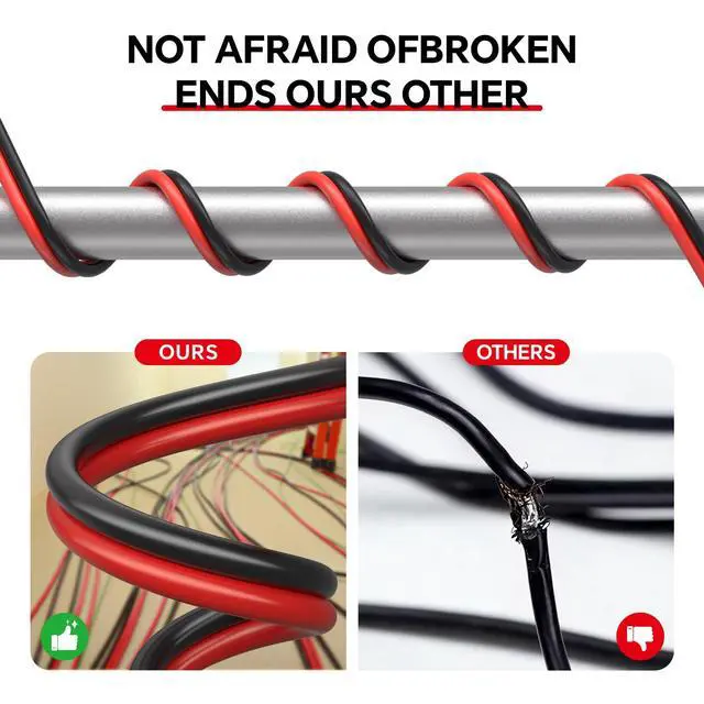 Alt view image 3 of 6 - 22 Gauge Electrical Wire with Heat Shrink Tubing, 22 Awg Red and Black Tinned Copper Electric Stranded Wire 0.30mm² for Automotive House LED Lamp, Flexible PVC High Temp(10M/32.8FT)