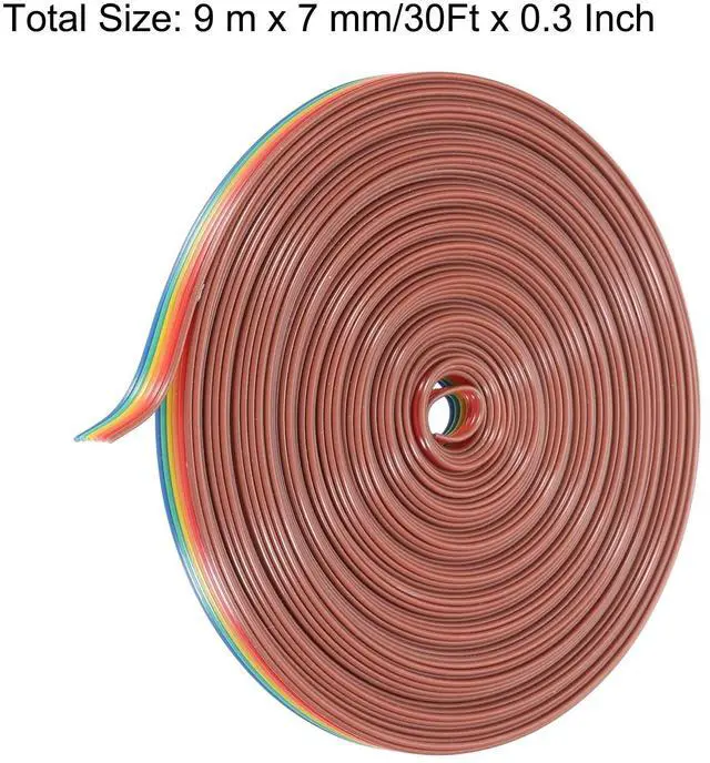 Alt view image 2 of 5 - 1 Pcs 6 Pin Flat Rainbow Ribbon Cable 30 Ft 1.27mm Pitch Breadboard Jumper Wires for Electronic Projects