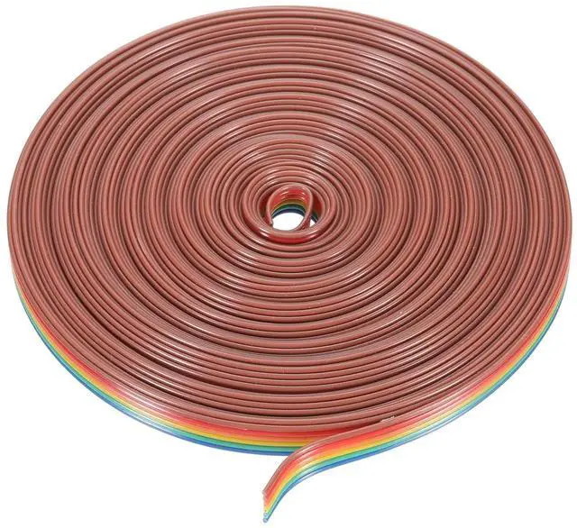 Main image of 1 Pcs 6 Pin Flat Rainbow Ribbon Cable 30 Ft 1.27mm Pitch Breadboard Jumper Wires for Electronic Projects