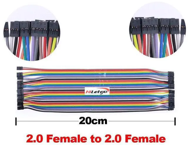 Alt view image 7 of 7 - 200pcs/5x40pcs Breadboard Jumper Wires with Male Pin or Female Pin 2.54mm 2.0mm Male Female Pin Mutual Transfer Length 20CM Electronic Jumper Cables Assortment Kit for DIY