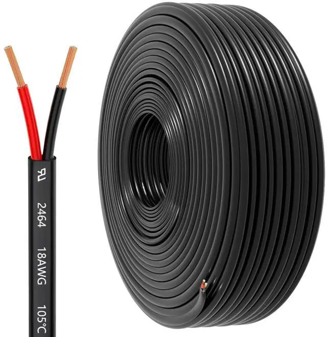 Main image of 18 Gauge 2 Conductor Electrical Wire, 18 AWG 0.82mm Wire PVC Cord, 12V/24V DC Low Voltage/Copper-clad Aluminum(CCA)Flexible/2 Wire for Automotive LED Strips Lamp Lighting Marine (9.2M/30FT)
