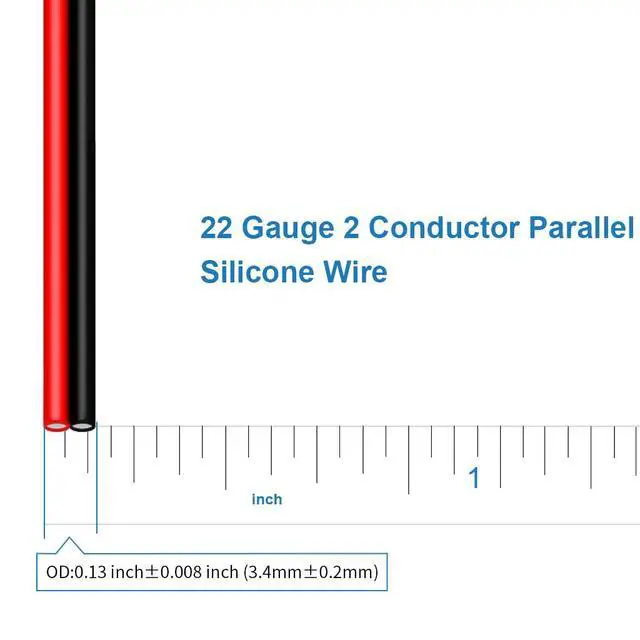 Alt view image 3 of 7 - 22 Gauge Flexible 2 Conductor Parallel Silicone Wire Spool Red Black High Resistant 200 deg C 600V for Single Color LED Strip Extension Cable Cord,Model,25ft Stranded Tinned Copper Wire
