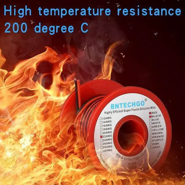 Alt view image 6 of 7 - 22 Gauge Flexible 2 Conductor Parallel Silicone Wire Spool Red Black High Resistant 200 deg C 600V for Single Color LED Strip Extension Cable Cord,Model,25ft Stranded Tinned Copper Wire