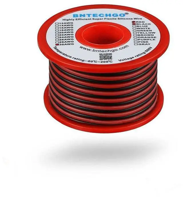 Alt view image 3 of 6 - 30 Gauge Silicone Wire Spool Red and Black Each 50ft 2 Separate Wires Flexible 30 AWG Stranded Tinned Copper Wire
