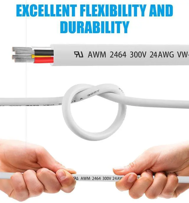 Alt view image 4 of 7 - 24 Gauge Wire 4 Conductor Electrical Wire 30FT, 24 AWG 4 Core Cable Tinned Copper/PVC Flexible/Stranded 24/4 Cord for Automotive, LED Lighting, 12V 24V Low Voltage Cable, Marine etc.
