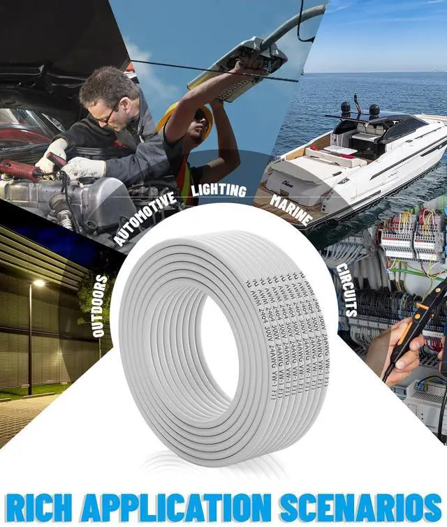Alt view image 7 of 7 - 24 Gauge Wire 4 Conductor Electrical Wire 30FT, 24 AWG 4 Core Cable Tinned Copper/PVC Flexible/Stranded 24/4 Cord for Automotive, LED Lighting, 12V 24V Low Voltage Cable, Marine etc.