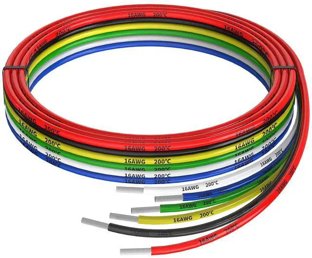 Main image of 16awg Silicone Electrical Wire Cable 6 Colors (5ft Each) 16 Gauge Hookup Wires kit Stranded Tinned Copper Wire Flexible and Soft