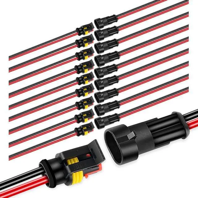 Main image of - 50020R 2Pin Way 16AWG Waterproof Wire 1.5mm Series Terminal Connector-10 Pack,2 Years Warranty