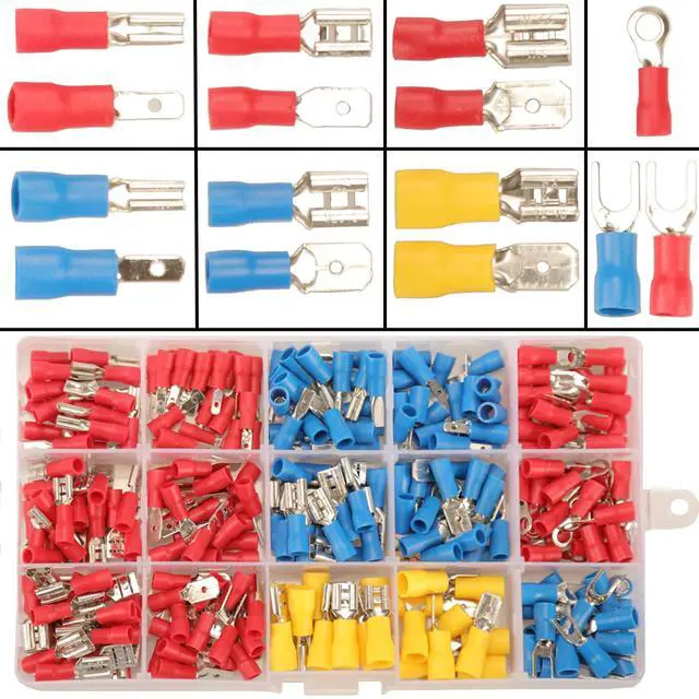 Main image of 280PCS Crimp Connectors, 2.8mm 4.8mm 6.3mm Male and Female Spade Connector kit, 15 Types Crimp Terminals Electrical Connectors, Electrical Terminals Includes Spade Ring Fork Wire Connectors
