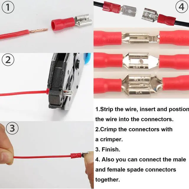 Alt view image 6 of 7 - 280PCS Crimp Connectors, 2.8mm 4.8mm 6.3mm Male and Female Spade Connector kit, 15 Types Crimp Terminals Electrical Connectors, Electrical Terminals Includes Spade Ring Fork Wire Connectors