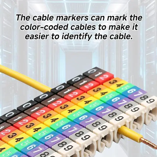 Alt view image 3 of 7 - Wire Number Tube Cable Marker, 0.3 x 0.2in Colorful Clip on Wire Marker, Digital Number Wire Numbering Marker, Plastic Cable Numbering Marker Tube for Wires Management, 100Pcs