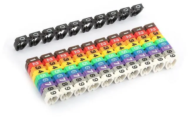 Alt view image 7 of 7 - Wire Number Tube Cable Marker, 0.3 x 0.2in Colorful Clip on Wire Marker, Digital Number Wire Numbering Marker, Plastic Cable Numbering Marker Tube for Wires Management, 100Pcs