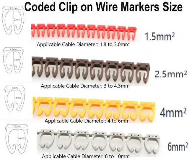 Alt view image 5 of 7 - Wire Number Tube Cable Marker, 0.3 x 0.2in Colorful Clip on Wire Marker, Digital Number Wire Numbering Marker, Plastic Cable Numbering Marker Tube for Wires Management, 100Pcs
