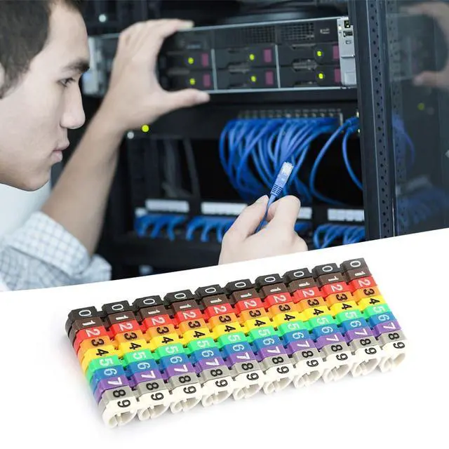 Alt view image 6 of 7 - Wire Number Tube Cable Marker, 0.3 x 0.2in Colorful Clip on Wire Marker, Digital Number Wire Numbering Marker, Plastic Cable Numbering Marker Tube for Wires Management, 100Pcs