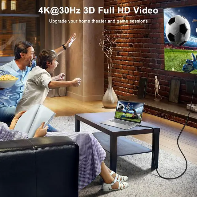 Alt view image 5 of 7 - 4K DisplayPort to HDMI Cable 3FT, 4K@30Hz, 2K@60Hz, 1080P Full HD, Uni-Directional DP 1.2 Computer to HDMI 1.4 Screen Cable, Compatible with NVIDIA, AMD, HP, Monitor, Projector, Desktop
