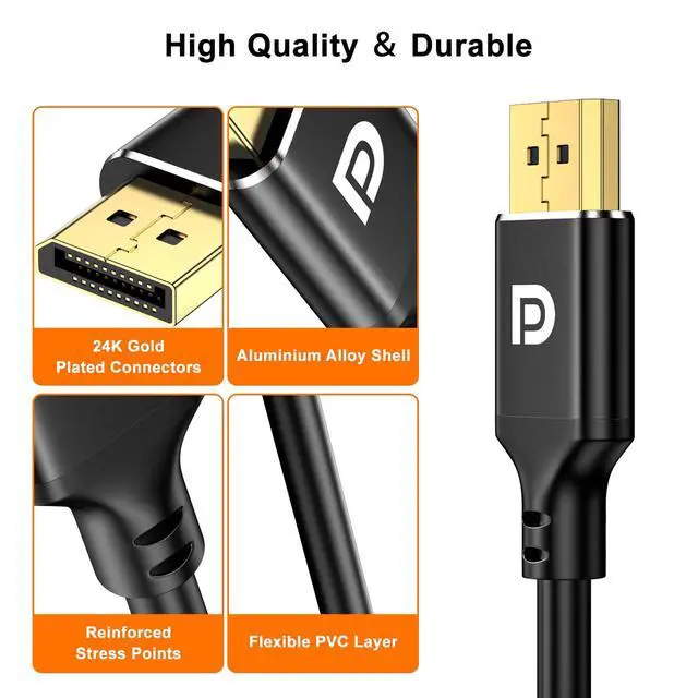Alt view image 2 of 7 - 4K DisplayPort to HDMI Cable 3FT, 4K@30Hz, 2K@60Hz, 1080P Full HD, Uni-Directional DP 1.2 Computer to HDMI 1.4 Screen Cable, Compatible with NVIDIA, AMD, HP, Monitor, Projector, Desktop