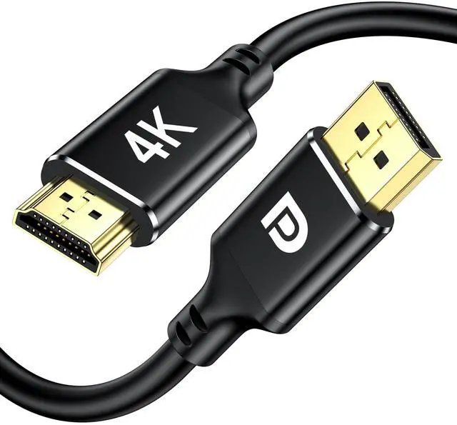 Main image of 4K DisplayPort to HDMI Cable 3FT, 4K@30Hz, 2K@60Hz, 1080P Full HD, Uni-Directional DP 1.2 Computer to HDMI 1.4 Screen Cable, Compatible with NVIDIA, AMD, HP, Monitor, Projector, Desktop