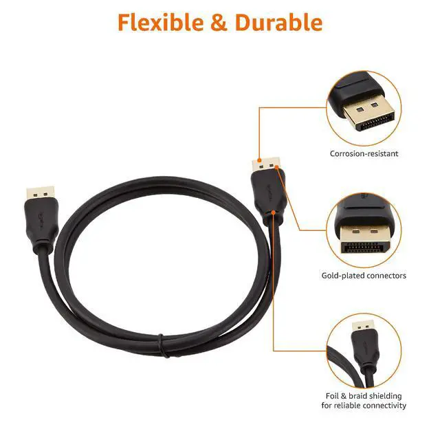 Alt view image 5 of 7 - DisplayPort to DisplayPort 1.2 Cable, 4K@60Hz, 2K@165Hz, 2K@144Hz Video Resolution, Gold-Plated Connectors, 3 Feet, Black