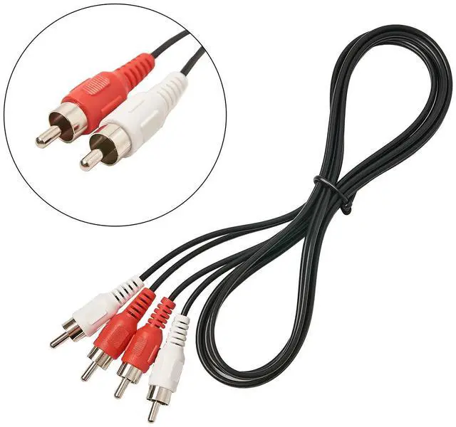 Alt view image 2 of 2 - (2 Pcs) RCA Stereo Audio Cable, 2-RCA Male to 2-RCA Male (5 FT), Stereo Audio 2RCA Cord Male to Male Connector