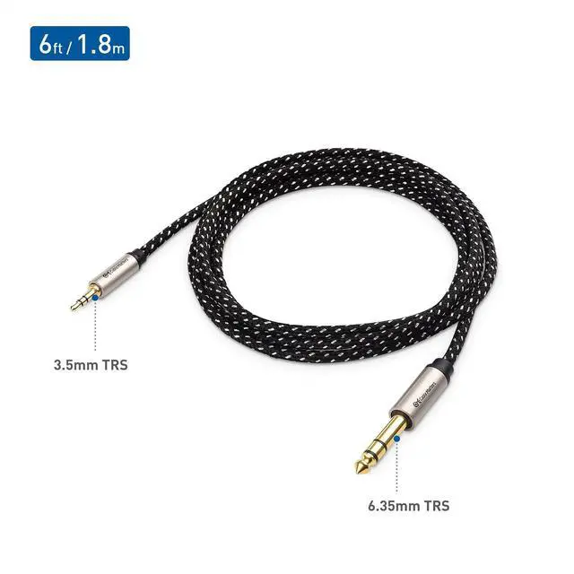 Alt view image 2 of 7 - Premium Braided 3.5mm to 1/4 Inch Audio Cable 6 ft (1/4 to 3.5mm Cable)