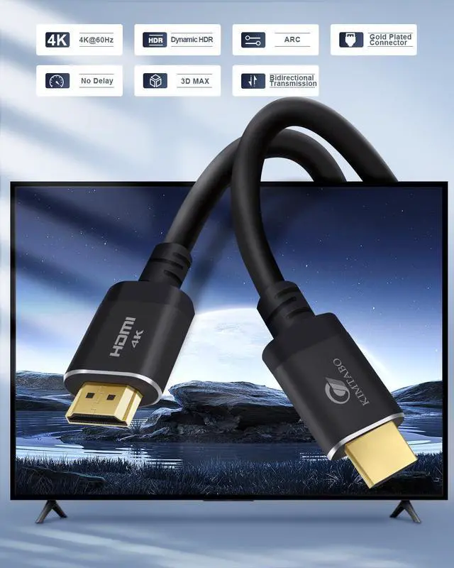 Alt view image 2 of 7 - 50ft HDMI Cable, Ultra High Speed Long HDMI Cables Support 4K 60Hz 2K 1080p 3D ARC, Gold Plated Connectors Soft HDMI Cord for UHD TV Monitor Projector Soundbar Laptop PS3/4 Xbox (15m)