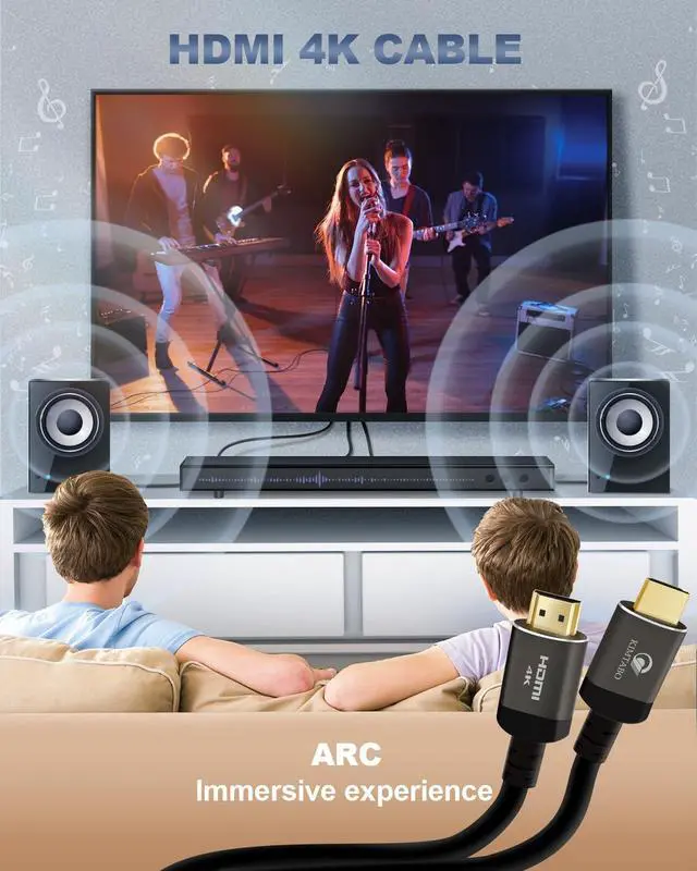 Alt view image 5 of 7 - 50ft HDMI Cable, Ultra High Speed Long HDMI Cables Support 4K 60Hz 2K 1080p 3D ARC, Gold Plated Connectors Soft HDMI Cord for UHD TV Monitor Projector Soundbar Laptop PS3/4 Xbox (15m)