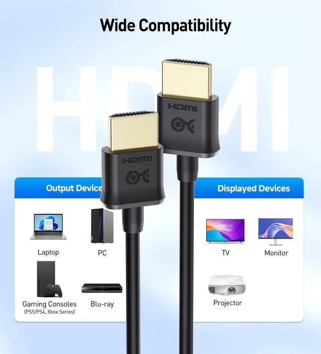 Alt view image 6 of 7 - 2-Pack Ultra Thin HDMI Cable 6 ft, Support 4K@60Hz, Ultra Slim HDMI Cable 4K Rated with Ethernet, HDR Support for PS5, Xbox Series X/S, RTX4090/3090, RX 7900/7800, Apple TV, and More