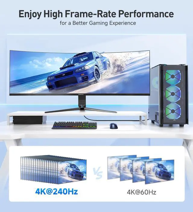 Alt view image 4 of 7 - 48Gbps Ultra HD 8K Right Angle HDMI Cable 6.6 ft (90 Degree HDMI Cable) with 8K@60Hz, 4K@240Hz and HDR Support in Black