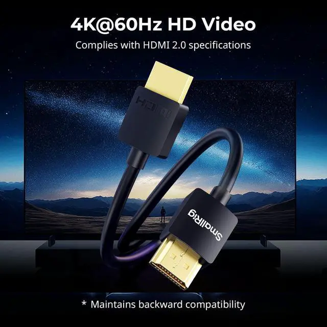 Alt view image 3 of 7 - Coiled HDMI Cable 2.0 (A to A), 4K@60Hz 18Gbps, High Speed Supports 3D, Flexible Durable TPU Camera Cable for BMPCC 4K/6K, for Panasonic S1H/GH5, etc., for Monitor, Gimbal - 4963