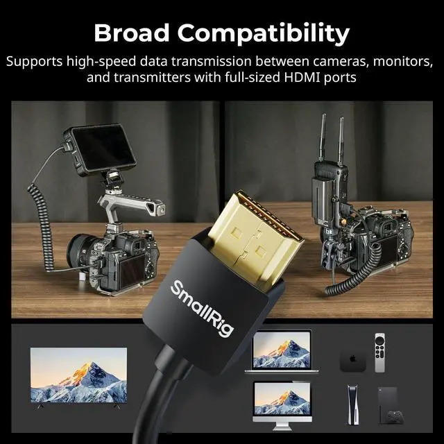 Alt view image 5 of 7 - Coiled HDMI Cable 2.0 (A to A), 4K@60Hz 18Gbps, High Speed Supports 3D, Flexible Durable TPU Camera Cable for BMPCC 4K/6K, for Panasonic S1H/GH5, etc., for Monitor, Gimbal - 4963