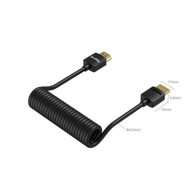 Alt view image 7 of 7 - Coiled HDMI Cable 2.0 (A to A), 4K@60Hz 18Gbps, High Speed Supports 3D, Flexible Durable TPU Camera Cable for BMPCC 4K/6K, for Panasonic S1H/GH5, etc., for Monitor, Gimbal - 4963