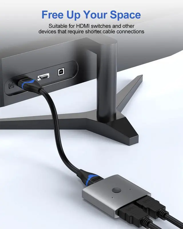 Alt view image 3 of 7 - 4K Short HDMI Cable 6 inch, HDMI Cord 0.5FT High Speed HDMI to HDMI Cable 2.0(4K@60Hz, 2K@144Hz, 1080P@120Hz, 18Gbps, HDR, 3D, HDCP 2.2, ARC) for HDTV, Switch, PS4/PS5, Xbox, Blu-ray, Monitor