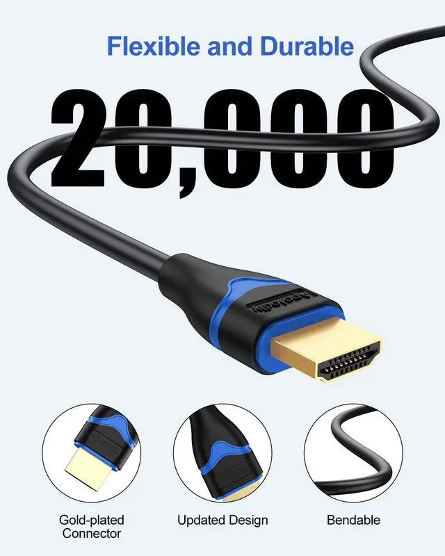 Alt view image 6 of 7 - 4K Short HDMI Cable 6 inch, HDMI Cord 0.5FT High Speed HDMI to HDMI Cable 2.0(4K@60Hz, 2K@144Hz, 1080P@120Hz, 18Gbps, HDR, 3D, HDCP 2.2, ARC) for HDTV, Switch, PS4/PS5, Xbox, Blu-ray, Monitor
