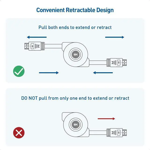 Alt view image 4 of 7 - 8K 60Hz / 4K 240Hz Retractable HDMI Cable with HDR Support - 3.3 Feet