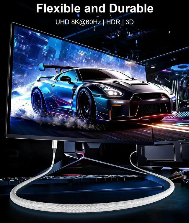 Alt view image 6 of 7 - DisplayPort 1.4 Cable to DisplayPort Cable8K@60Hz DP Cable 32.4Gbps, Digital Video and Audio Connection for HDR, FreeSync, G-Sync, DSC 1.2, DTS-HD Gaming Monitor, Graphics Card, TV, PC, Laptop