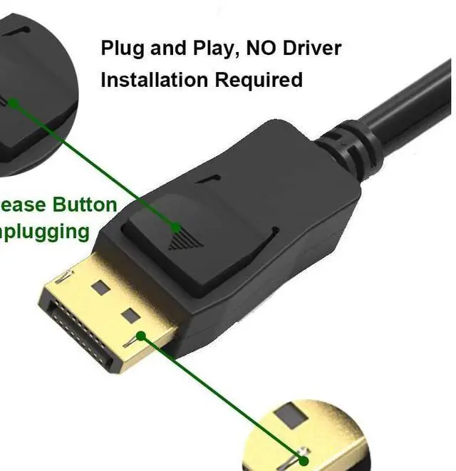 Alt view image 7 of 7 - 4K Displayport to HDMI Cable 6FT 2-Pack, Display Port (DP) to HDMI Adapter 6FT Male to Male Cord Converter for PCs to HDTV, Monitor, Projector.