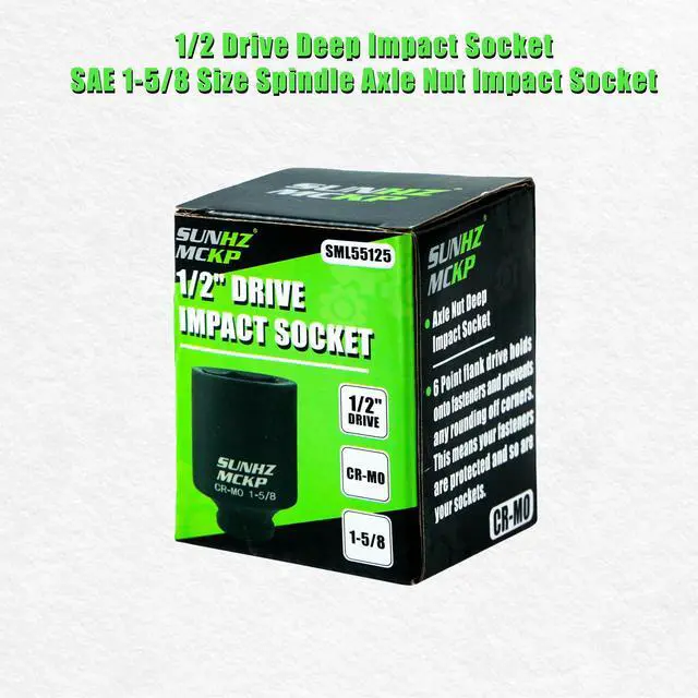 Alt view image 7 of 7 - 1/2 Inch Drive Impact Socket, SAE 1-5/8 In Deep 6 Point Socket, CR-MO, Axle Nut Impact Grade Socket for Easy Removal